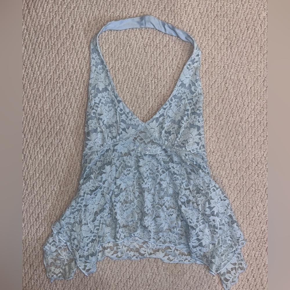 Blue Lace Halter Top